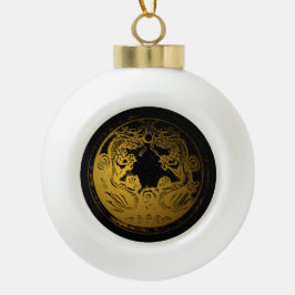 Zwarte achtergrondgouden draken, Chinees nieuwjaar Keramische Bal Ornament