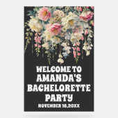 Zwarte Acryl Bloemen Bachelorette Welkom Teken Acryl Bord (Voorkant)