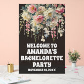 Zwarte Acryl Bloemen Bachelorette Welkom Teken Acryl Bord (Huwelijk)