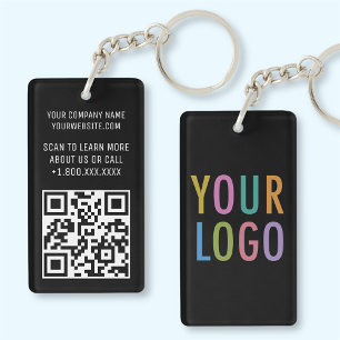 Zwarte Acryl QR Code Sleutelhanger Aangepaste Logo