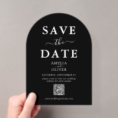 Zwarte Acrylaat QR Code Trouw Save the Date Boog  Acryl Uitnodigingen (Insitu (Draagbaar))
