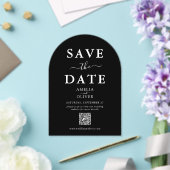 Zwarte Acrylaat QR Code Trouw Save the Date Boog  Acryl Uitnodigingen (Insitu (Huwelijk))