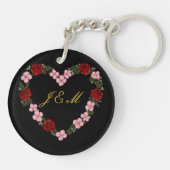 Zwarte acrylen sleutelhanger met roze hart (Achterkant)