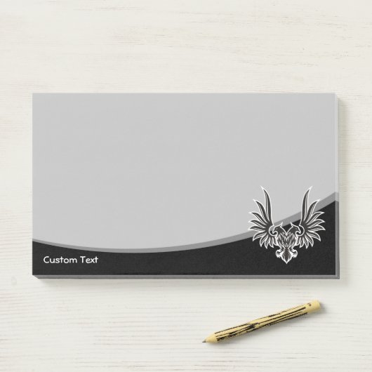 Zwarte adelaar met twee hoofden post-it® notes (Op bureau)