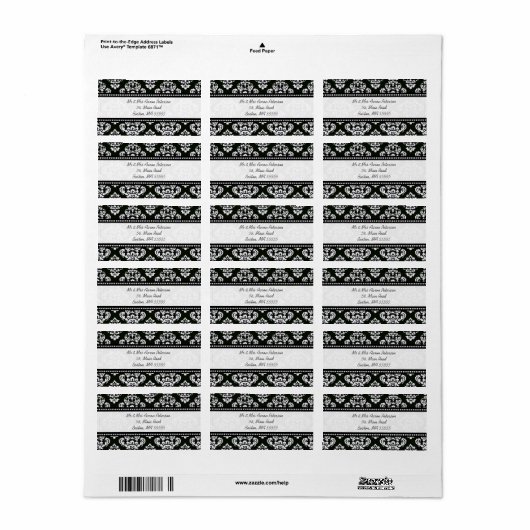 zwarte Adresetiketten Etiket (Full Sheet)