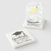 Zwarte Afdruklampje Naam en Jaar toevoegen Stenen Onderzetter (Zijkant)