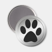 ZWARTE AFDRUKTE VAN DE PAW IN HET LIJST SILVER MAGNEET (Voorkant / Achterkant)
