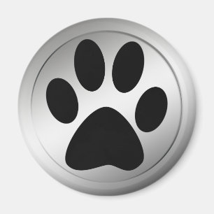 ZWARTE AFDRUKTE VAN DE PAW IN HET LIJST SILVER MAGNEET