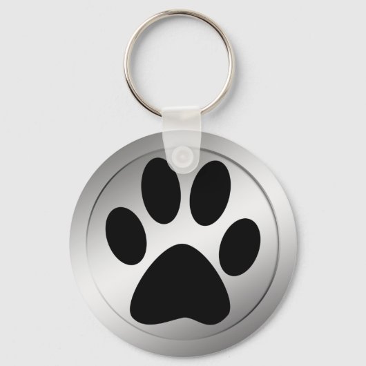ZWARTE AFDRUKTE VAN DE PAW IN HET LIJST SILVER SLEUTELHANGER (Voorkant)