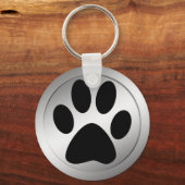 ZWARTE AFDRUKTE VAN DE PAW IN HET LIJST SILVER SLEUTELHANGER (Voorkant)