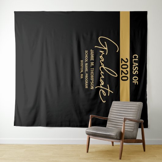 Zwarte afgestudeerde van de klas van 2020 afstuder wandkleed (In Situ (horizontaal))