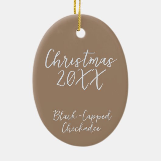 Zwarte Afgetopte Chickadee Bird Schilderij Custom  Keramisch Ornament (Achterkant)