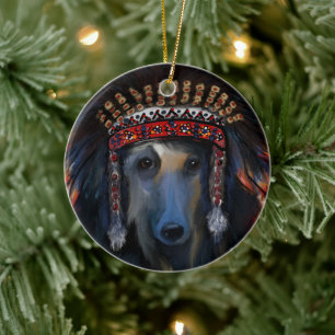 Zwarte Afghaanse windhond Keramisch Ornament