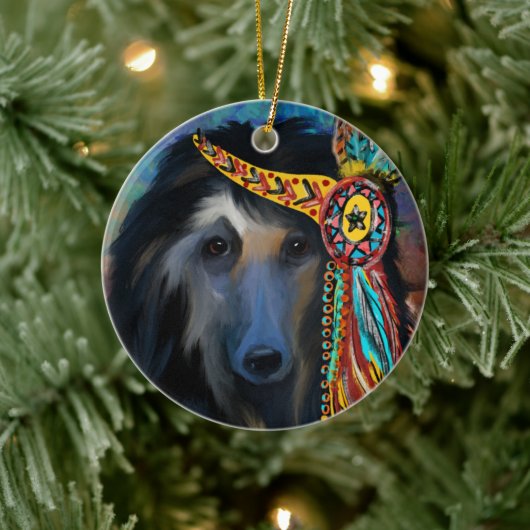 Zwarte Afghaanse windhond Keramisch Ornament (Boom)