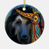 Zwarte Afghaanse windhond Keramisch Ornament (Voorkant)