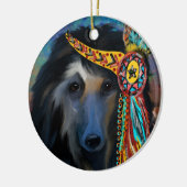 Zwarte Afghaanse windhond Keramisch Ornament (Links)