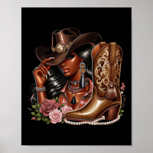 Zwarte Afrikaans-Amerikaanse Cowgirl Western Count Poster