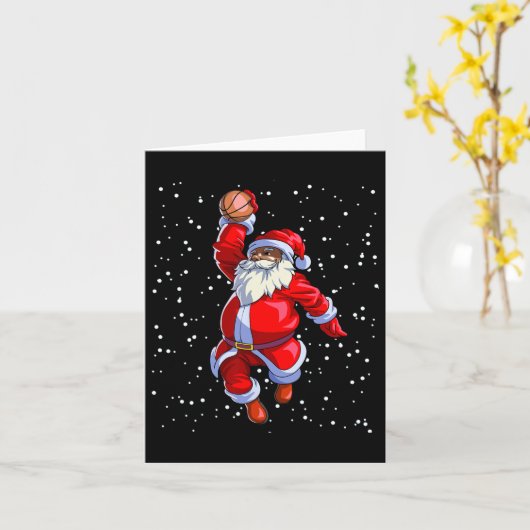Zwarte Afrikaans-Amerikaanse Kerstman Basketbal Af Kaart (Gele Bloem)
