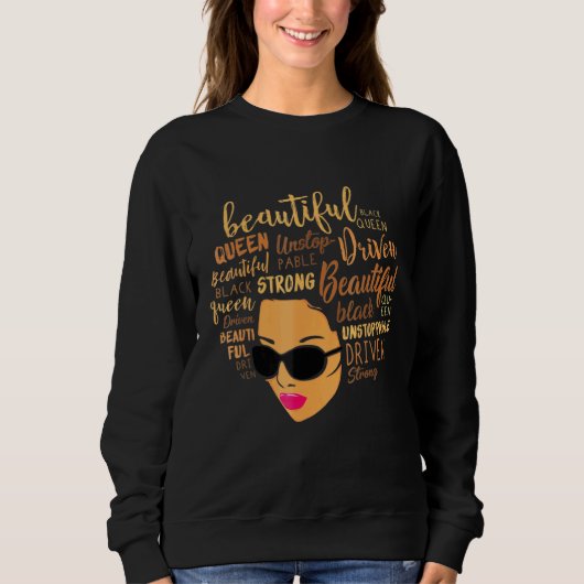 Zwarte Afrikaanse Ebony Afro Queen Empowermen Trui (Voorkant)