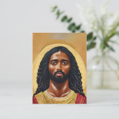 Zwarte Afrikaanse Jezus Christus man Religieuze Ku Briefkaart (Staand voorkant)