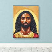 Zwarte Afrikaanse Jezus Christus Religieuze Kunst Canvas Afdruk (Insitu (Houten vloer))