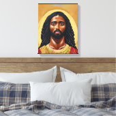 Zwarte Afrikaanse Jezus Christus Religieuze Kunst Canvas Afdruk (Insitu (Slaapkamer))