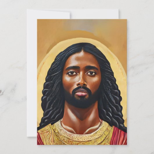 Zwarte Afrikaanse Jezus Christus Religieuze Kunst Feestdagenkaart (Voorkant)