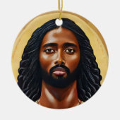 Zwarte Afrikaanse Jezus Christus Religieuze Kunst Keramisch Ornament (Voorkant)