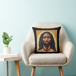 Zwarte Afrikaanse Jezus Christus Religieuze Kunst Kussen