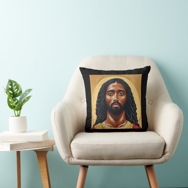 Zwarte Afrikaanse Jezus Christus Religieuze Kunst Kussen (Stoel)