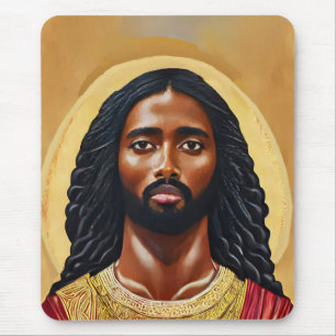 Zwarte Afrikaanse Jezus Christus Religieuze Kunst Muismat