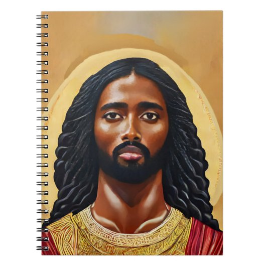 Zwarte Afrikaanse Jezus Christus Religieuze Kunst Notitieboek (Voorkant)