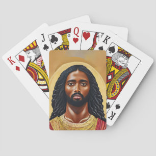 Zwarte Afrikaanse Jezus Christus Religieuze Kunst Pokerkaarten
