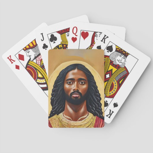 Zwarte Afrikaanse Jezus Christus Religieuze Kunst Pokerkaarten (Achterkant)