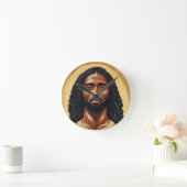 Zwarte Afrikaanse Jezus Christus Religieuze Kunst Ronde Klok (Huis)