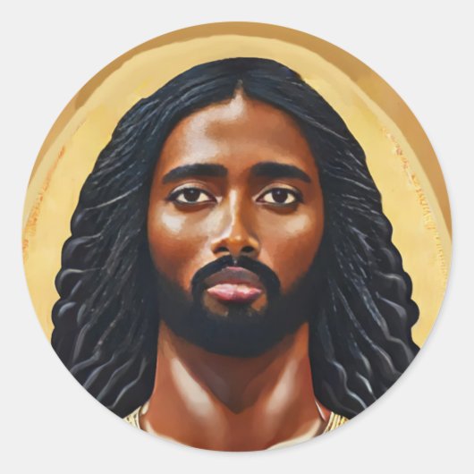 Zwarte Afrikaanse Jezus Christus Religieuze Kunst Ronde Sticker (Voorkant)