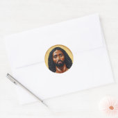 Zwarte Afrikaanse Jezus Christus Religieuze Kunst Ronde Sticker (Envelop)