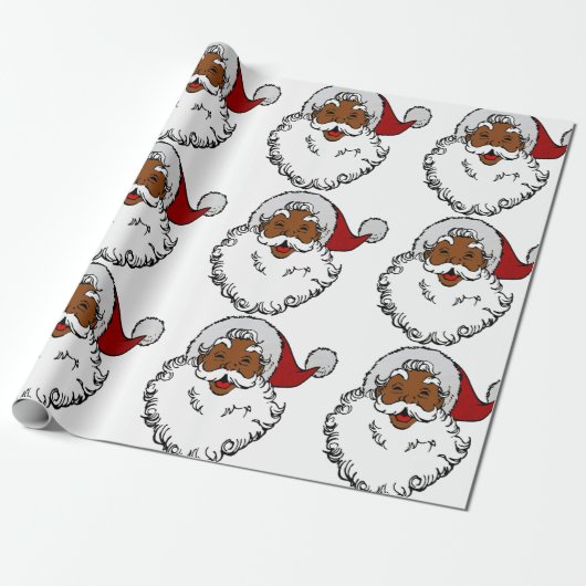 zwarte afrikaanse kerstman cadeaupapier (Uitgerold)