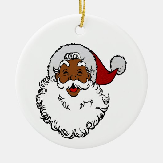 zwarte afrikaanse kerstman keramisch ornament (Voorkant)