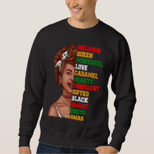 Zwarte Afrikaanse Koningin Woorden Meisje Afro Nat Trui