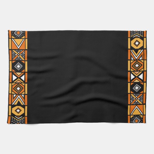 Zwarte Afrikaanse Kunst Keukenhanddoek (Horizontaal)