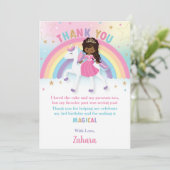 Zwarte Afrikaanse prinses regenboog eenhoorn verja Bedankkaart (Staand voorkant)