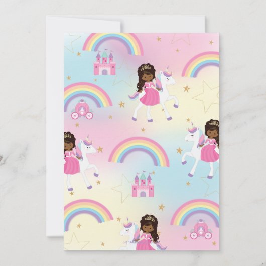 Zwarte Afrikaanse prinses regenboog eenhoorn verja Bedankkaart (Achterkant)