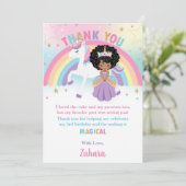 Zwarte Afrikaanse prinses regenboog eenhoorn verja Bedankkaart (Staand voorkant)