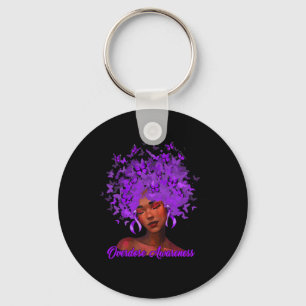 Zwarte Afrikaanse vrouw Afro Paars Ribbon Overdose Sleutelhanger
