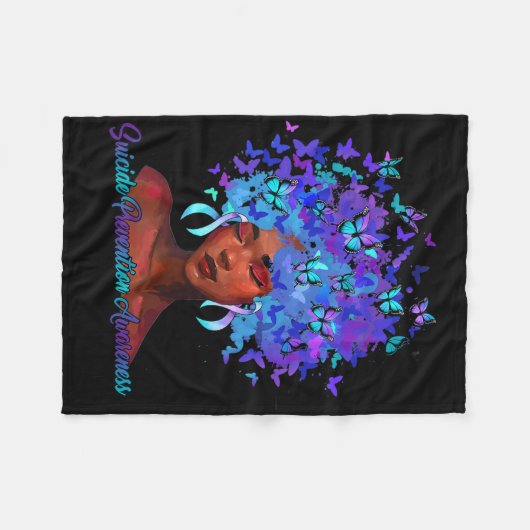 Zwarte Afrikaanse vrouw na Blauwgroen en Paarse mo Fleece Deken (Voorkant (Horizontaal))