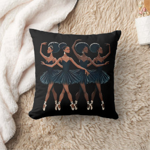 Zwarte Afro-Amerikaanse Ballerina Ballet Dance Gir Kussen