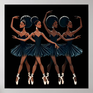 Zwarte Afro-Amerikaanse Ballerina Ballet Dance Gir Poster