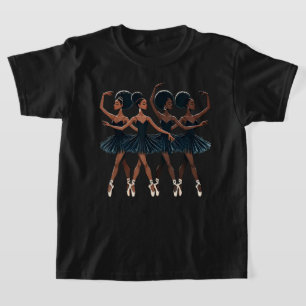 Zwarte Afro-Amerikaanse Ballerina Ballet Dance Gir T-shirt