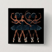 Zwarte Afro-Amerikaanse Ballerina Ballet Dance Gir Vierkante Button 5,1 Cm (Voorkant)